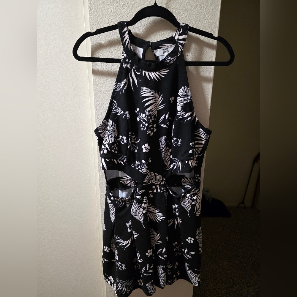 Black and White Floral Jumpsuit